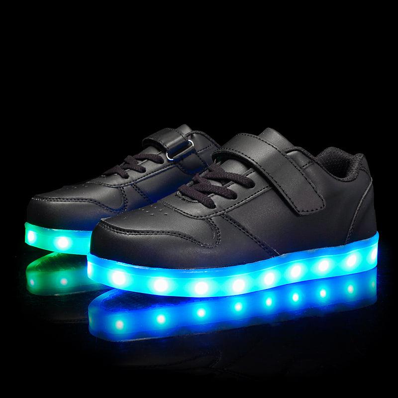 Glowing Night Led Shoes For Kids - Black | Kids Led Light Shoes | ledlegs.