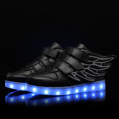 Led Shoes With Flying Straps For Kids - Black  | Kids Led Light Shoes  | Led Light Shoes For Girls & Boys