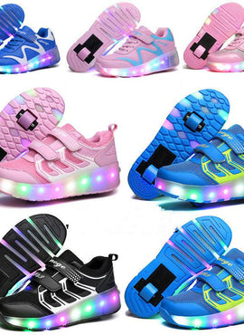 Led Roller Shoes Blue, Pink| Kids Led Light Shoes  | Kids Led Light Roller Heel Wheel Shoes  | Led Light Shoes For Girls & Boys