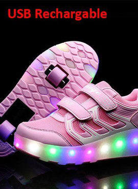 Led Roller Shoes Blue, Pink| Kids Led Light Shoes  | Kids Led Light Roller Heel Wheel Shoes  | Led Light Shoes For Girls & Boys