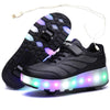 Black Pink Led Roller Shoes Black  |  Kids Led Light Roller Heel Wheel Shoes  | Usb Rechargeable Shoes For Girls & Boys