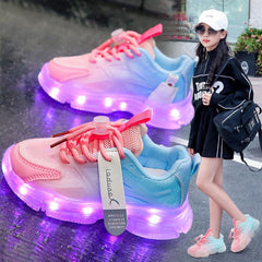 Children's Sports Large Children Mesh Surface Breathable Father Hair Bright Light Shoes