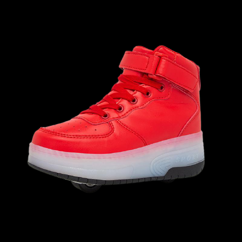 High Top White Led Roller Shoes | Roller High Top Light Up Sneakers With Wheels | ledlegs.