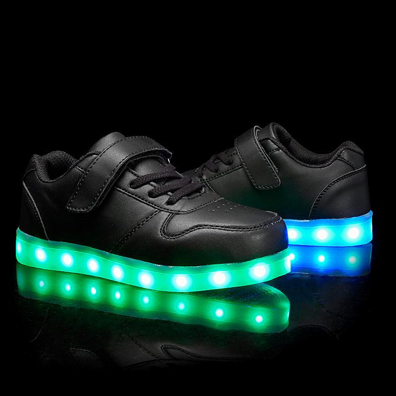 Glowing Night Led Shoes For Kids - Black | Kids Led Light Shoes | ledlegs.