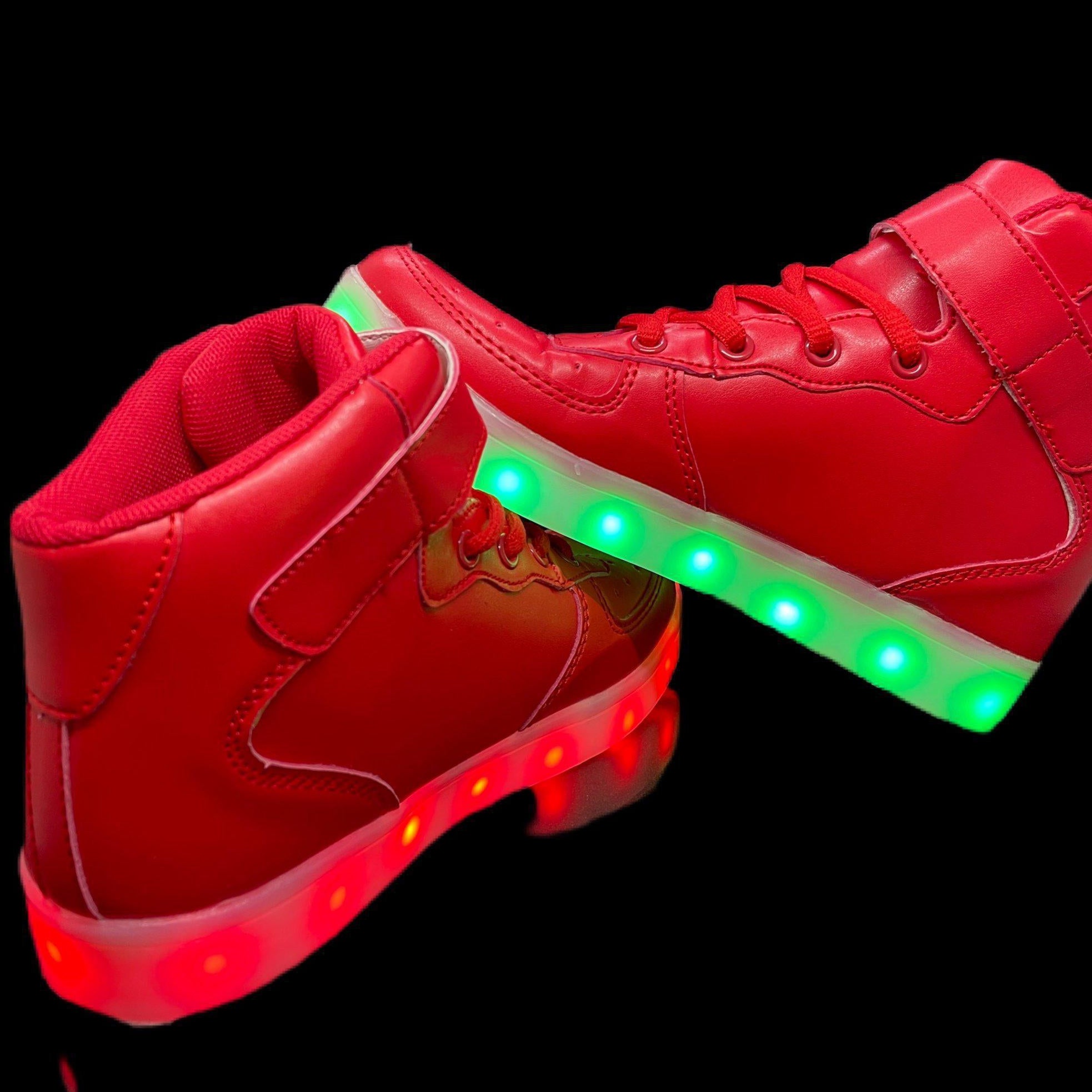 Led Sneakers Red 7 Led Colors with Remote | Dancing Led Light Shoes  | Kids Led Light Shoes  | Led Light Shoes For Men  | Led Light Shoes For Women | ledlegs.