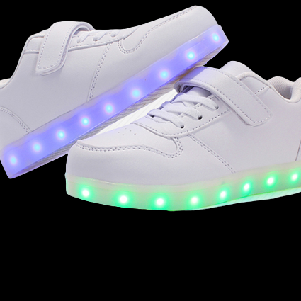 Glowing Night Led Shoes For Kids - White  | Led Light Shoes | ledlegs.