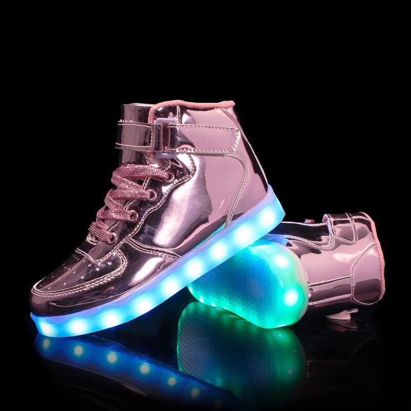 Led Sneakers For Kids Light Up Shiny Lavender  | Kids Led Light Shoes | ledlegs.