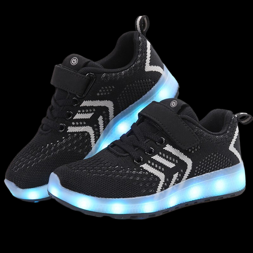 Led Shoes Casual Single Strap Black  | Kids Led Light Shoes  | Led Light Shoes For Girls & Boys | ledlegs.