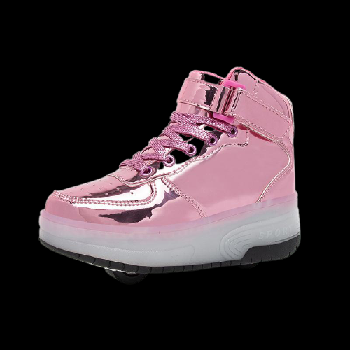 High Top White Led Roller Shoes | Roller High Top Light Up Sneakers With Wheels | ledlegs.