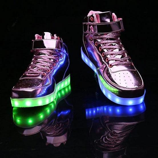 Led Sneakers For Kids Light Up Shiny Lavender  | Kids Led Light Shoes | ledlegs.