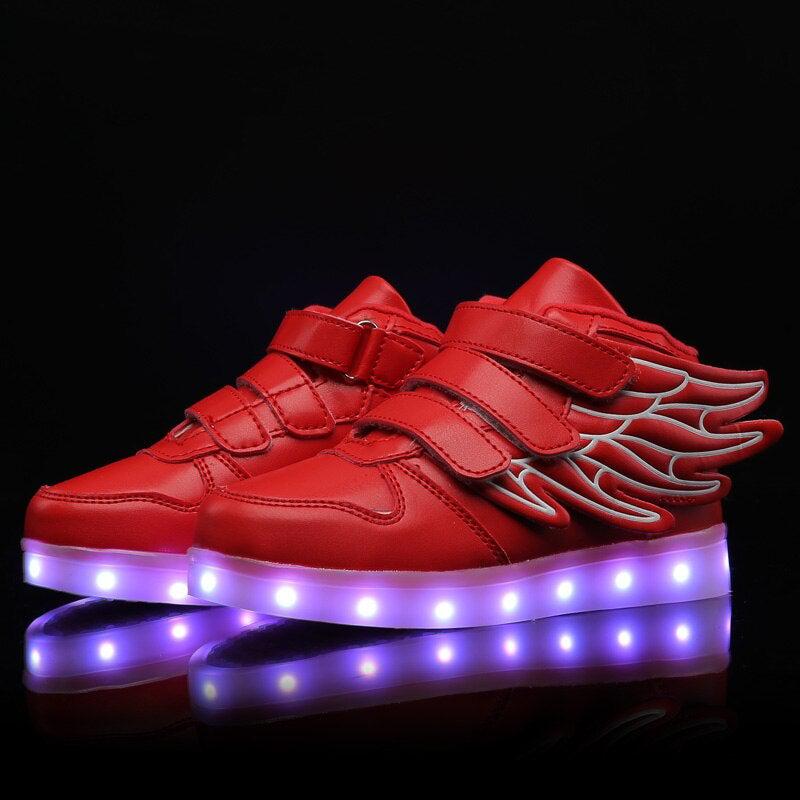 Led Shoes With Flying Straps For Kids - Red  | Kids Led Light Shoes  | Led Light Shoes For Girls & Boys | ledlegs.