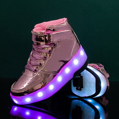 High Top Stylish Led Roller Shoes | Roller High Top Light Up Shoes For Girls