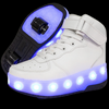 High Top White Led Roller Shoes | Roller High Top Light Up Sneakers With Wheels | ledlegs.