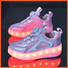 whatagift.com.au Black White Pink Led Roller Shoes Black  |  Kids Led Light Roller Heel Wheel Shoes
