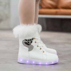Led Shoes Pink And White Light Up Snow Boots | Led Light Shoes For Women | Boots For Winter