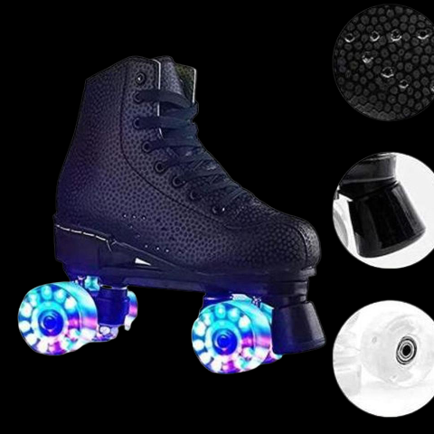 Flash Roller Skates Led Lighting Shoes Black  | Led Light Roller Skates | ledlegs.