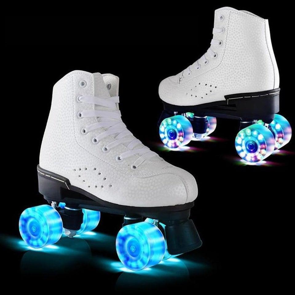 Flash Roller Skates Led Lighting Shoes White  | Led Light Roller Skates | ledlegs.