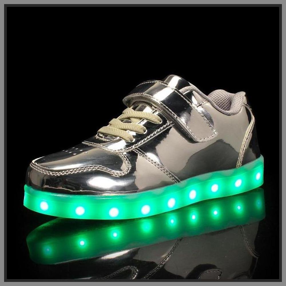 Glowing Night Led Shoes For Kids - Silver | Kids Led Light Shoes | ledlegs.