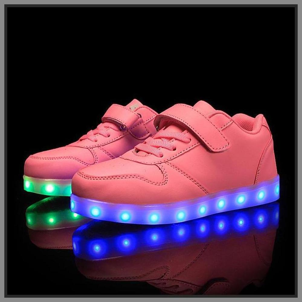 Glowing Night Led Shoes For Kids - Pink  | Kids Led Light Shoes | ledlegs.