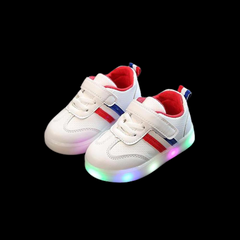 Kimmy White Led Sneakers Shoes For Kids - Red & White  | Led Light Shoes For Girls & Boys