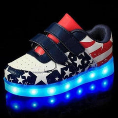 Led American Design Kids Shoes Blue  | Kids Led Light Shoes  | Led Light Shoes For Girls & Boys