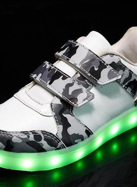 Led Light Children'S Camouflage Shoes - White  | Kids Led Light Shoes  | Led Light Shoes For Girls & Boys