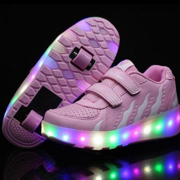 Led Roller Shoes For Kids 1 or 2 Wheel Options - Pink  | Led Light Roller Heel Wheel Shoes