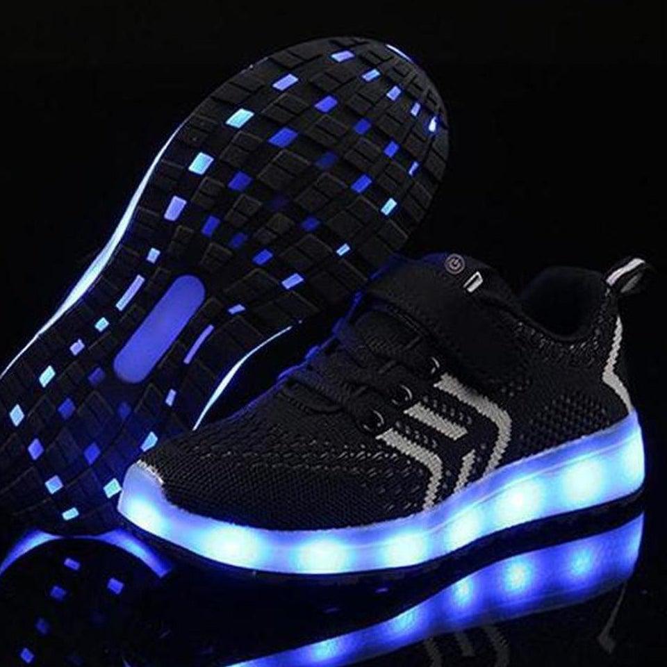 Led Shoes Casual Single Strap Black  | Kids Led Light Shoes  | Led Light Shoes For Girls & Boys | ledlegs.