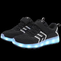 Led Shoes Casual Single Strap Black  | Kids Led Light Shoes  | Led Light Shoes For Girls & Boys | ledlegs.