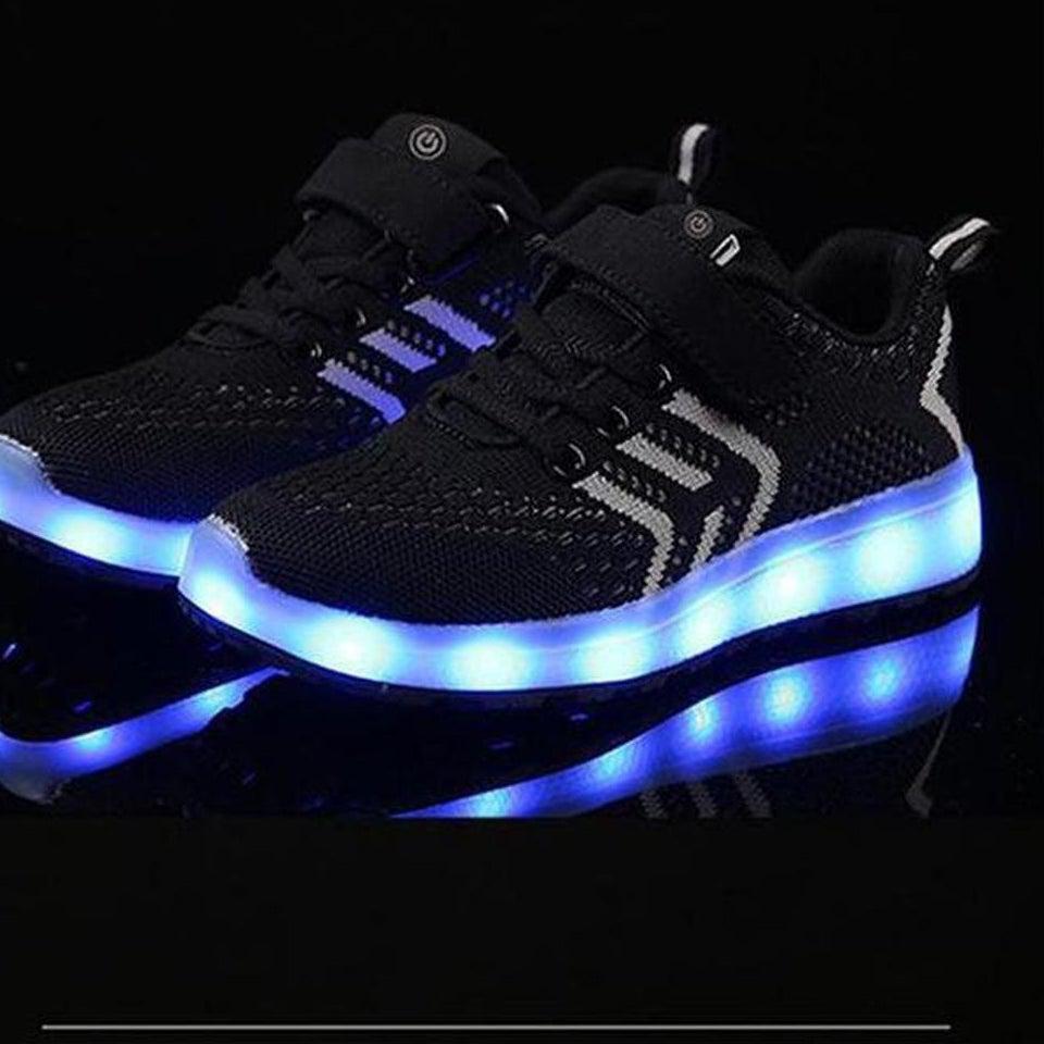 Led Shoes Casual Single Strap Black  | Kids Led Light Shoes  | Led Light Shoes For Girls & Boys | ledlegs.