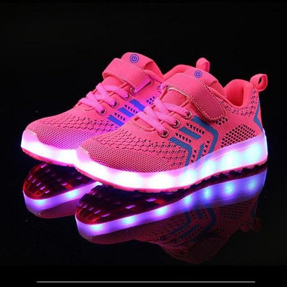 Led Shoes Casual Single Strap Pink | Kids Led Light Shoes  | Led Light Shoes For Girls & Boys | ledlegs.