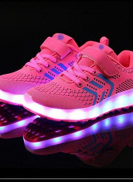 Pink Led Shoes Casual Single Strap  | Kids Led Light Shoes  | Led Light Shoes For Girls & Boys