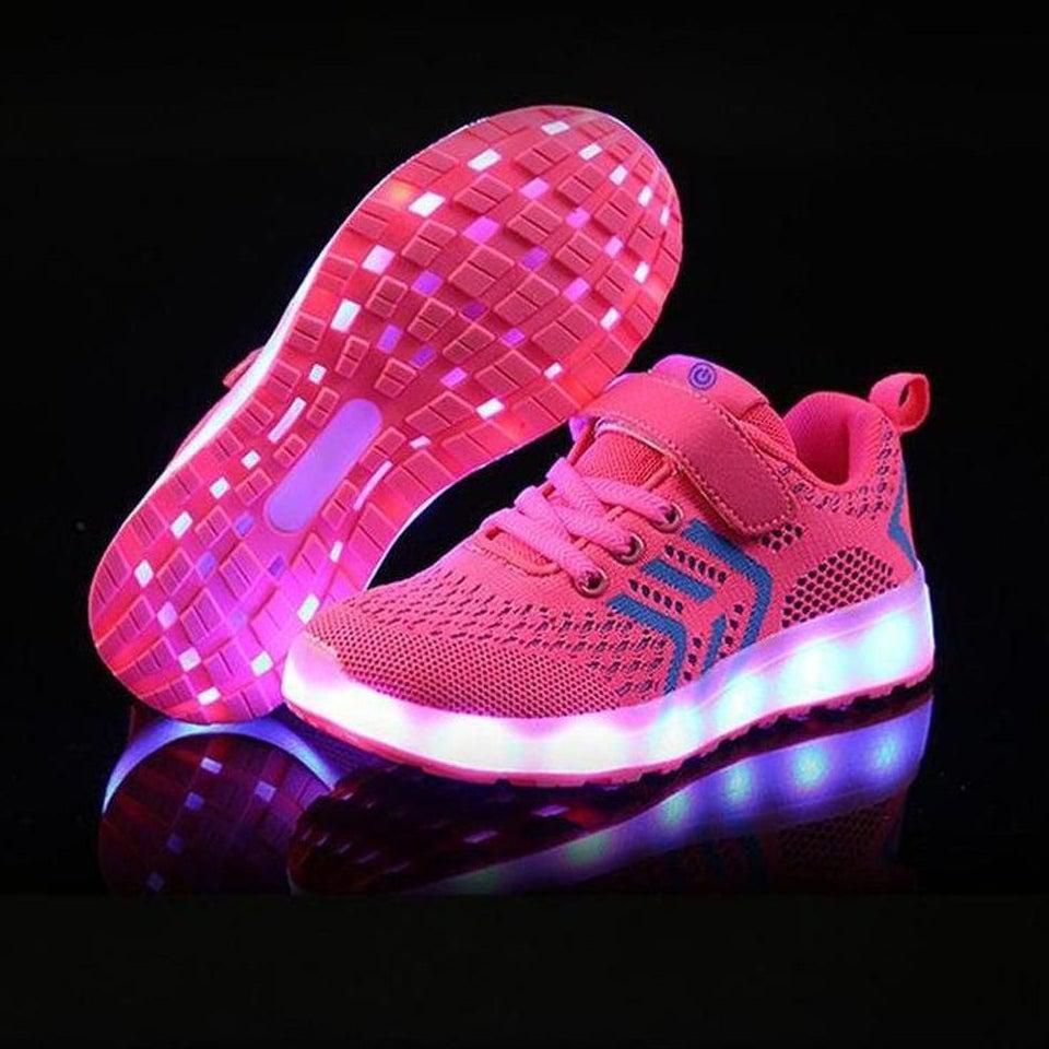 Led Shoes Casual Single Strap Pink | Kids Led Light Shoes  | Led Light Shoes For Girls & Boys | ledlegs.