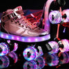 Shiny Roller Skates With Lights For Skating Arenas And Parties Pink  | Dancing Led Light Shoes  | Kids Led Light Roller Heelys Shoes  | Led Light Shoes For Women | ledlegs.